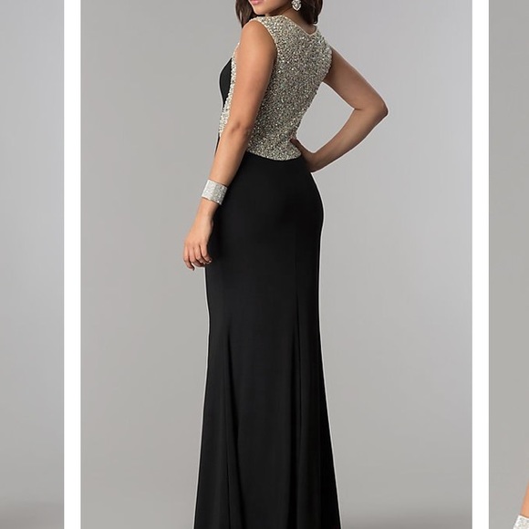Black embellished beaded prom dress - Picture 1 of 7